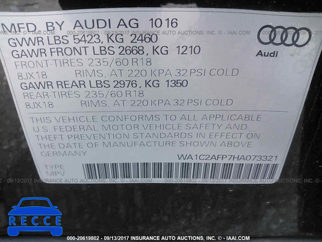 2017 AUDI Q5 PREMIUM WA1C2AFP7HA073321 image 8