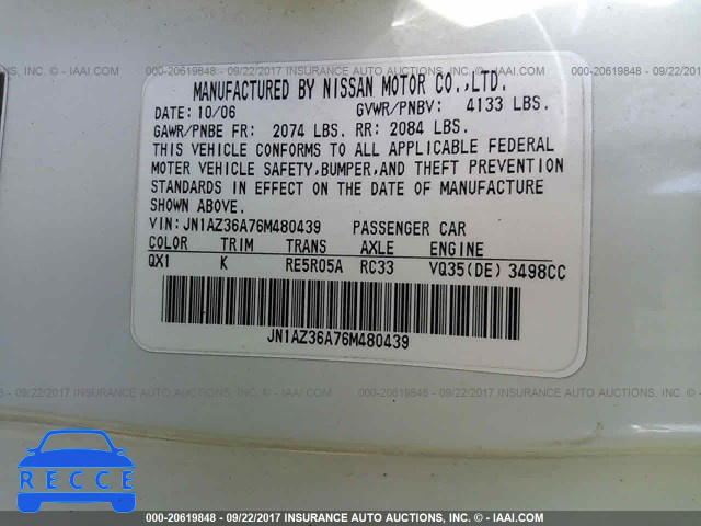 2006 Nissan 350Z ROADSTER JN1AZ36A76M480439 image 8