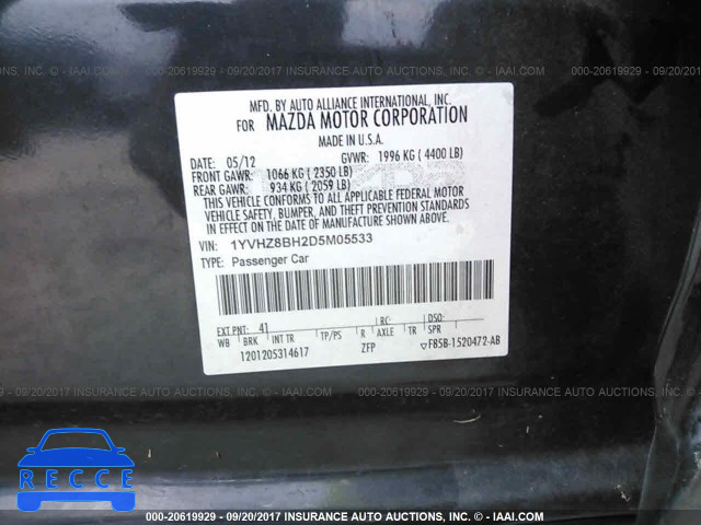 2013 Mazda 6 SPORT 1YVHZ8BH2D5M05533 image 8