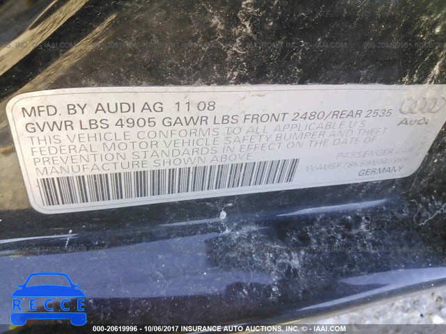 2009 Audi A4 PREMIUM PLUS WAUSF78K59N046989 image 8