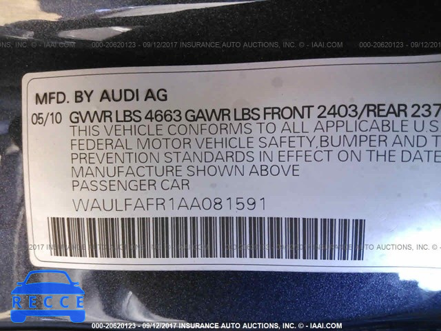 2010 AUDI A5 PREMIUM PLUS WAULFAFR1AA081591 image 8