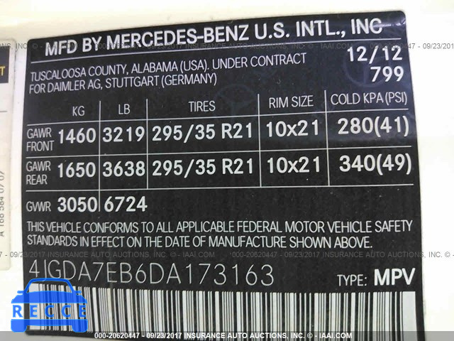 2013 Mercedes-benz ML 63 AMG 4JGDA7EB6DA173163 зображення 8