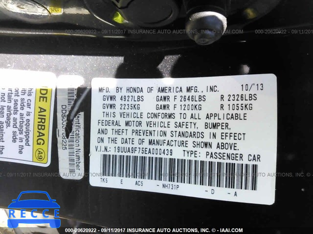 2014 Acura TL ADVANCE 19UUA9F75EA000439 зображення 8