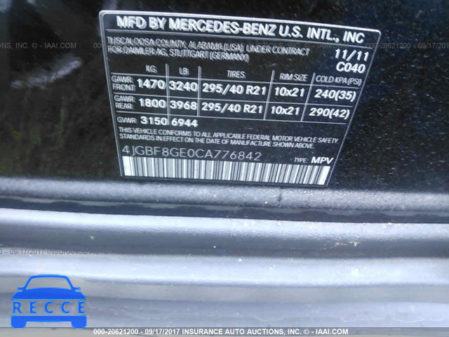 2012 Mercedes-benz GL 550 4MATIC 4JGBF8GE0CA776842 зображення 8