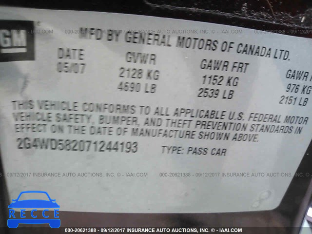 2007 BUICK LACROSSE CXL 2G4WD582071244193 зображення 8