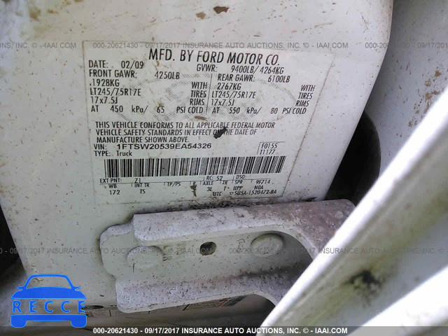 2009 Ford F250 SUPER DUTY 1FTSW20539EA54326 image 8