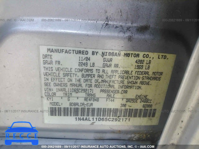 2005 Nissan Altima 1N4AL11D65C292171 image 8