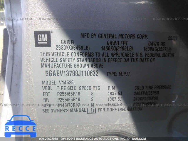 2008 Buick Enclave CX 5GAEV13788J110632 image 8