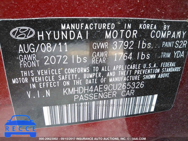 2012 Hyundai Elantra KMHDH4AE9CU265326 Bild 8