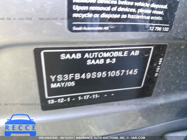2005 Saab 9-3 YS3FB49S951057145 зображення 8
