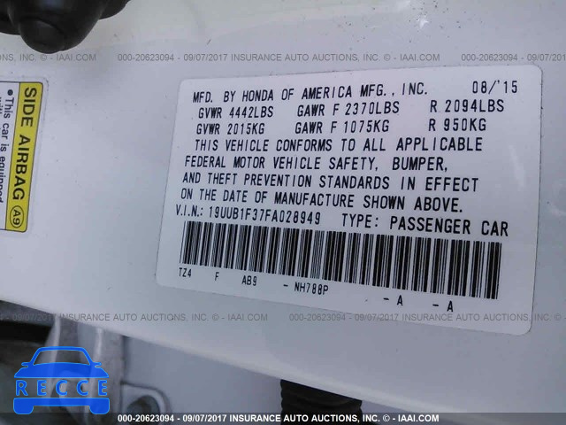 2015 Acura TLX 19UUB1F37FA028949 image 8