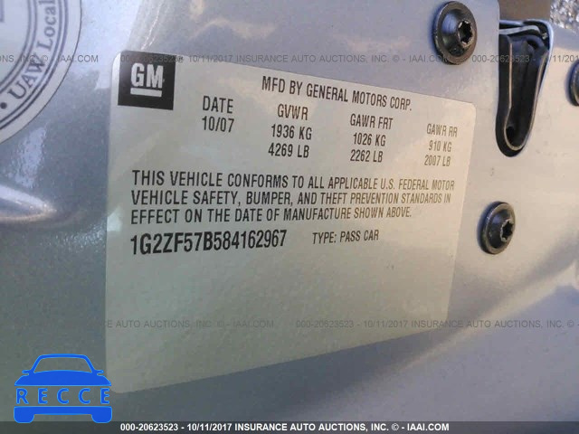 2008 Pontiac G6 1G2ZF57B584162967 зображення 8