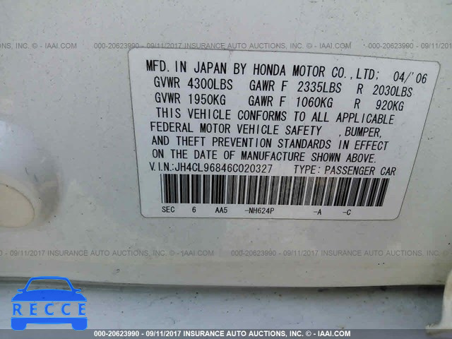 2006 Acura TSX JH4CL96846C020327 image 8