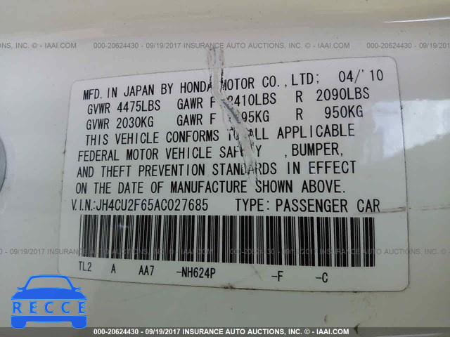 2010 Acura TSX JH4CU2F65AC027685 Bild 8