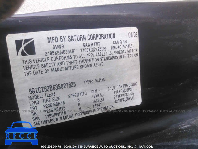 2003 Saturn VUE 5GZCZ63B63S827625 image 8