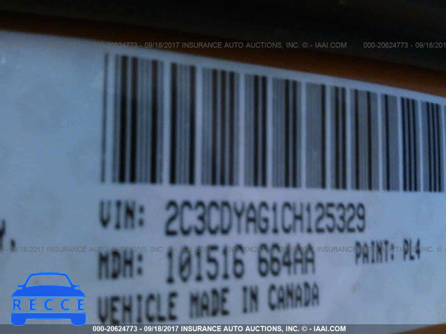 2012 Dodge Challenger 2C3CDYAG1CH125329 зображення 8