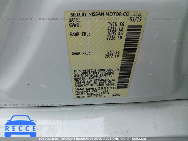 2015 Nissan Altima 1N4AL3AP9FC289918 Bild 8