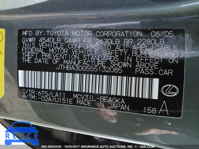 2005 Lexus ES JTHBA30G555132085 image 8