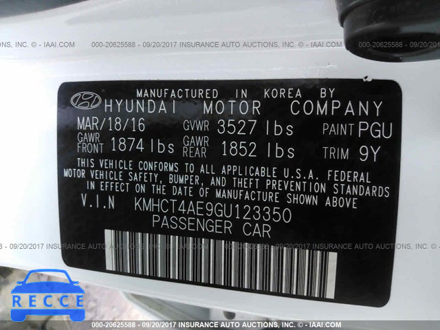2016 Hyundai Accent KMHCT4AE9GU123350 image 8