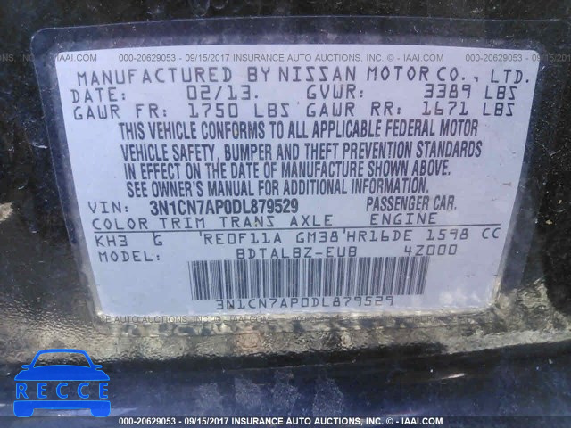 2013 NISSAN VERSA 3N1CN7AP0DL879529 зображення 8