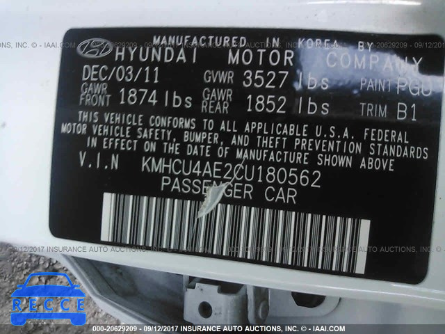 2012 Hyundai Accent KMHCU4AE2CU180562 image 8
