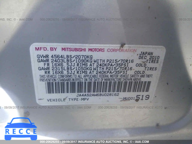 2011 Mitsubishi Outlander ES JA4AS2AW6BU028162 Bild 8
