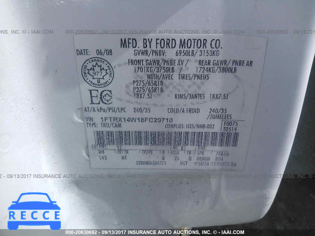 2008 Ford F150 1FTRX14W18FC29710 image 8
