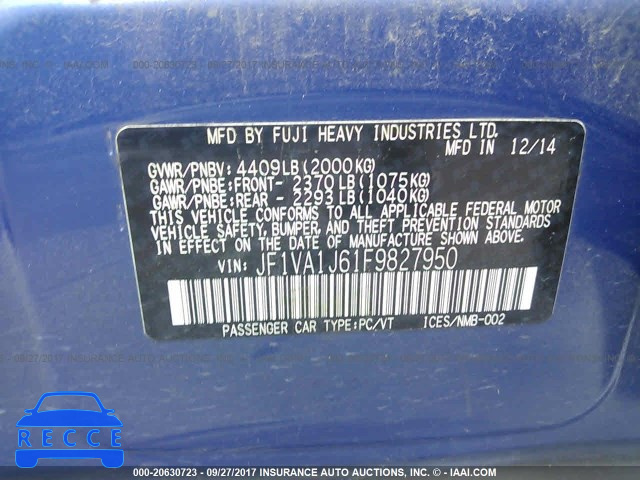 2015 Subaru WRX LIMITED JF1VA1J61F9827950 Bild 8