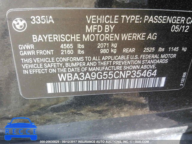 2012 BMW 335 WBA3A9G55CNP35464 зображення 8