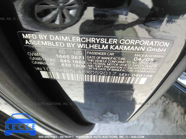 2005 Chrysler Crossfire LIMITED 1C3AN65L45X059017 image 8