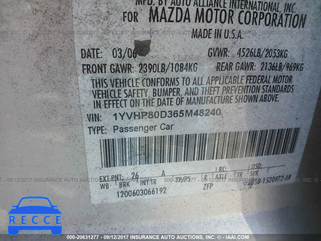 2006 Mazda 6 1YVHP80D365M48240 image 8