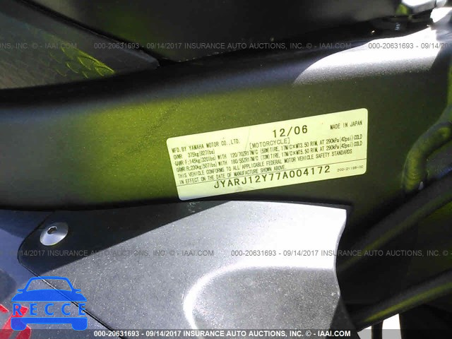2007 Yamaha YZFR6 JYARJ12Y77A004172 image 9