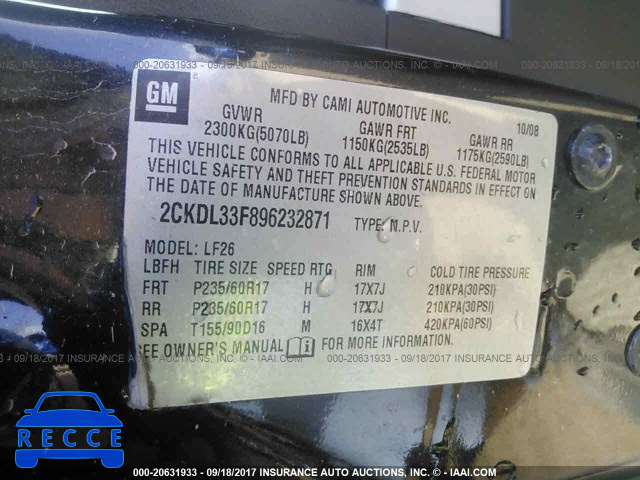 2009 Pontiac Torrent 2CKDL33F896232871 image 8