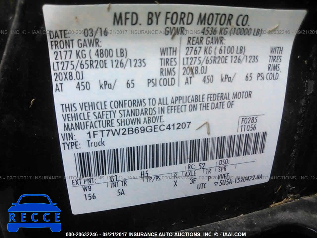 2016 Ford F250 1FT7W2B69GEC41207 зображення 8