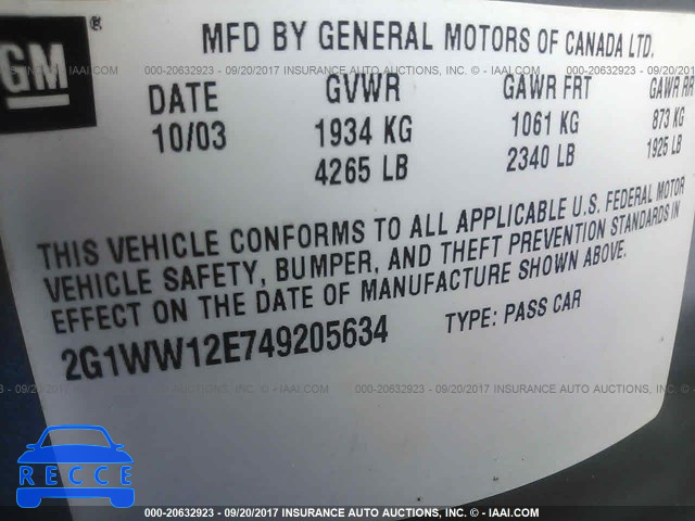 2004 Chevrolet Monte Carlo LS 2G1WW12E749205634 зображення 8