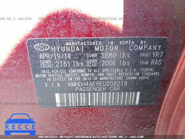 2014 Hyundai Elantra KMHDH4AE8EU202219 зображення 8
