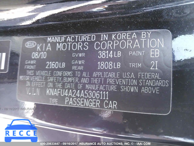 2010 KIA Forte KNAFU4A24A5306111 image 8