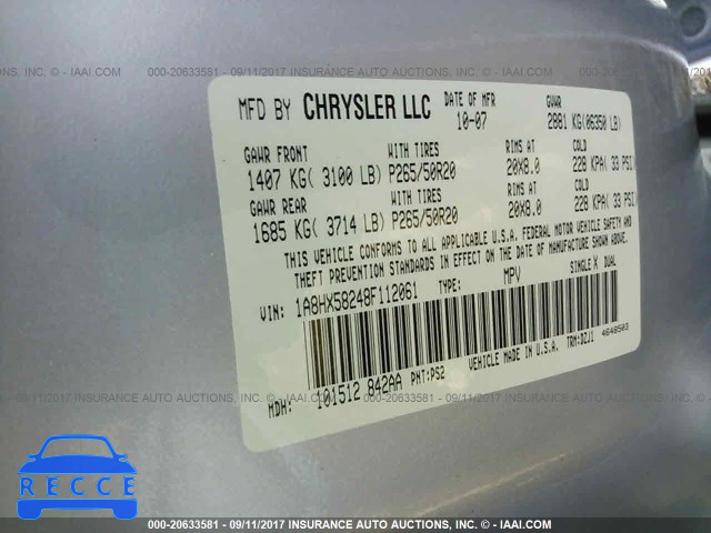 2008 Chrysler Aspen 1A8HX58248F112061 image 8