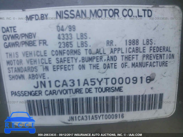 2000 NISSAN MAXIMA JN1CA31A5YT000916 image 8