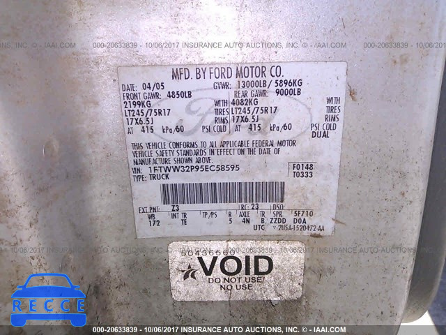 2005 Ford F350 SUPER DUTY 1FTWW32P95EC58595 image 8