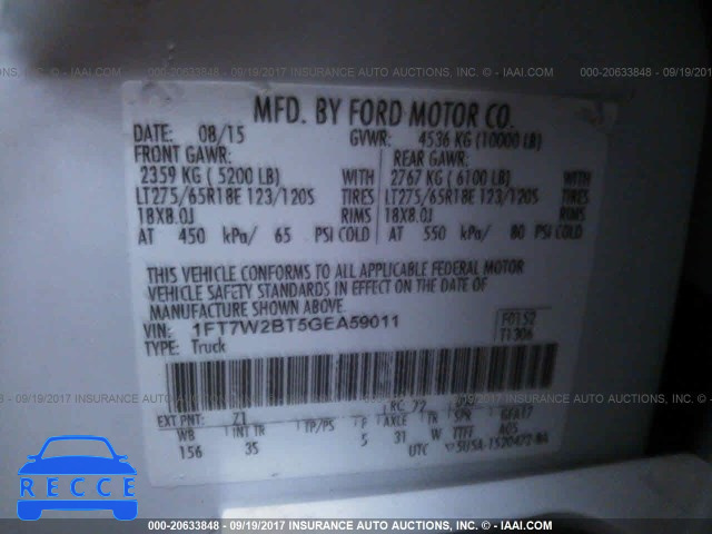 2016 Ford F250 SUPER DUTY 1FT7W2BT5GEA59011 зображення 8