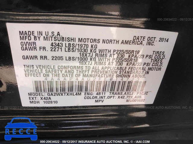 2015 MITSUBISHI OUTLANDER SPORT SE/GT 4A4AP4AU2FE014723 image 8