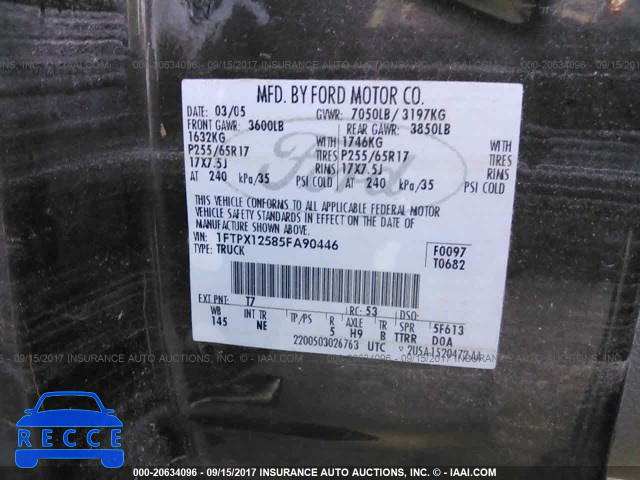 2005 Ford F150 1FTPX12585FA90446 image 8