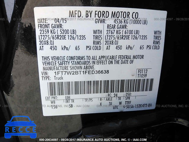 2015 Ford F250 SUPER DUTY 1FT7W2BT1FED36638 зображення 8