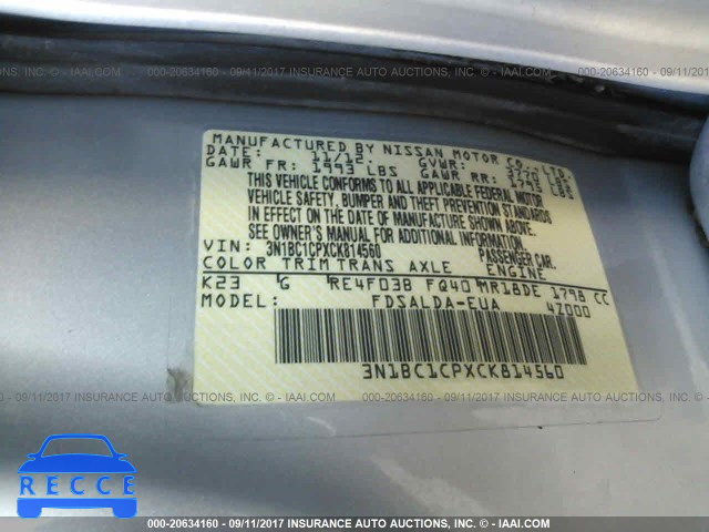 2012 Nissan Versa 3N1BC1CPXCK814560 image 8