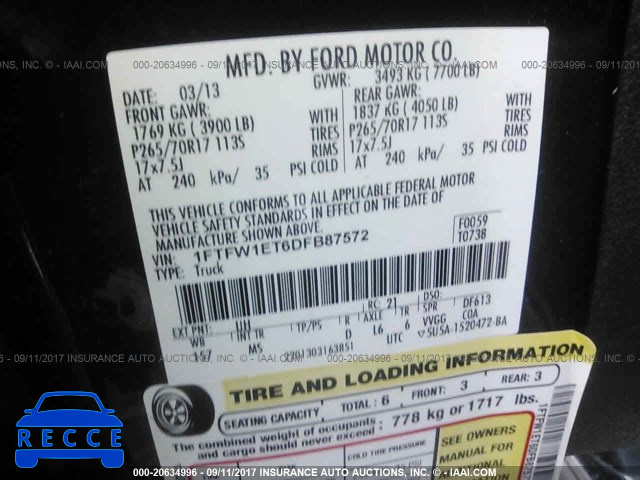 2013 Ford F150 1FTFW1ET6DFB87572 image 8