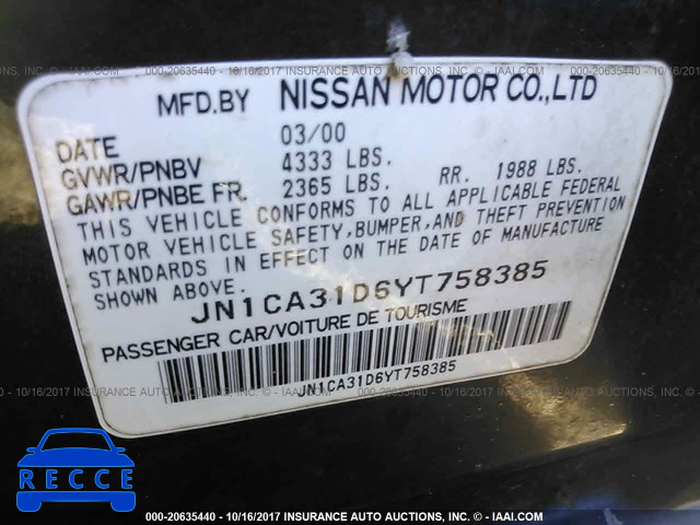 2000 Nissan Maxima GLE/GXE/SE JN1CA31D6YT758385 image 8