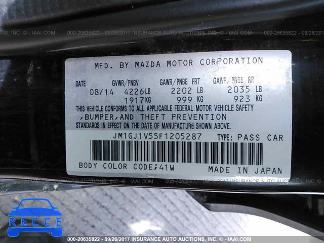 2015 Mazda 6 JM1GJ1V55F1205287 зображення 8