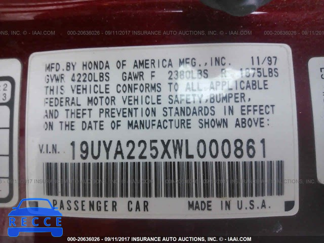 1998 Acura 3.0CL 19UYA225XWL000861 image 8