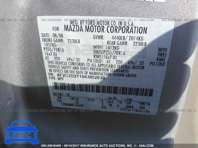 2009 Mazda Tribute 4F2CZ02719KM02639 Bild 8